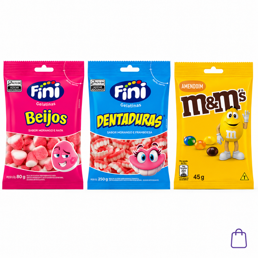 Kit Clássicos com Fini Beijos 80g, Fini Dentaduras 250g e M&M’s Amendoim 45g