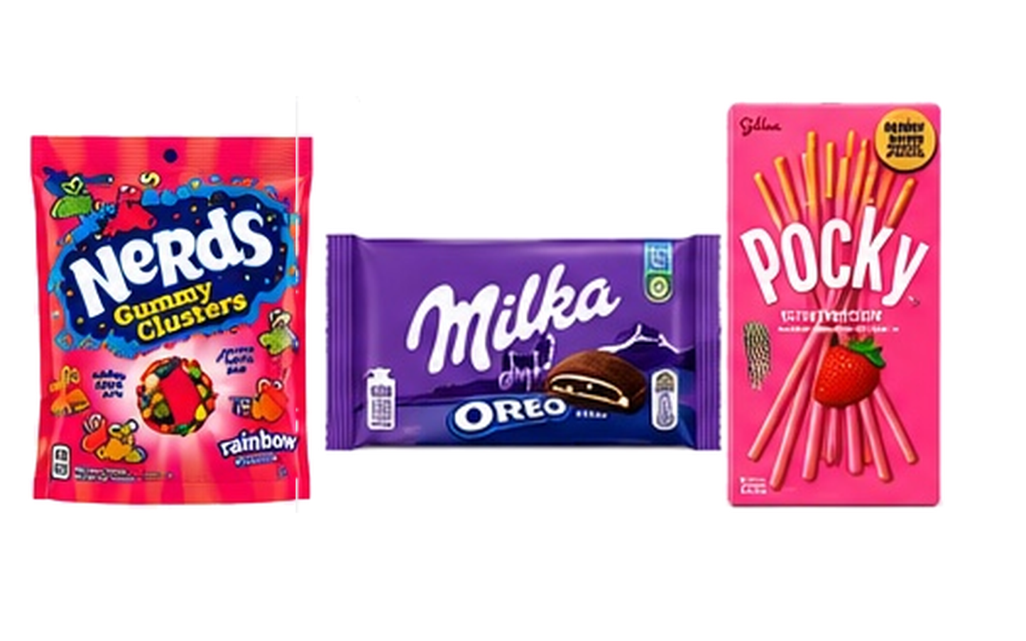 Kit Descobertas com Nerds, Milka Oreo e Pocky espaçados